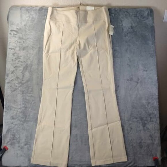 Maurices Studio Womens 7 Y Beige Flared Pants Stretch‎ Career Slacks Minimalist - Picture 2 of 10